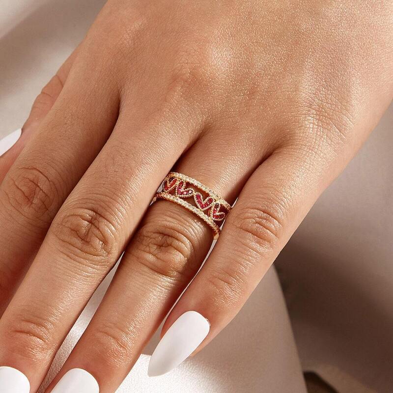 

Rhinestone Engraved Heart Decor Cuff Ring 1pc, Multicolor
