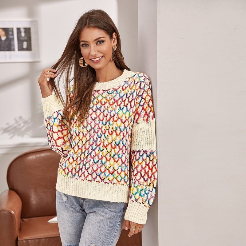 

Rainbow Diamond Knit Jumper, Multicolor