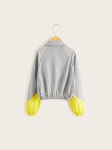 SHEIN 女孩雙色插肩袖防寒夾克 - 灰色 - 查看 2