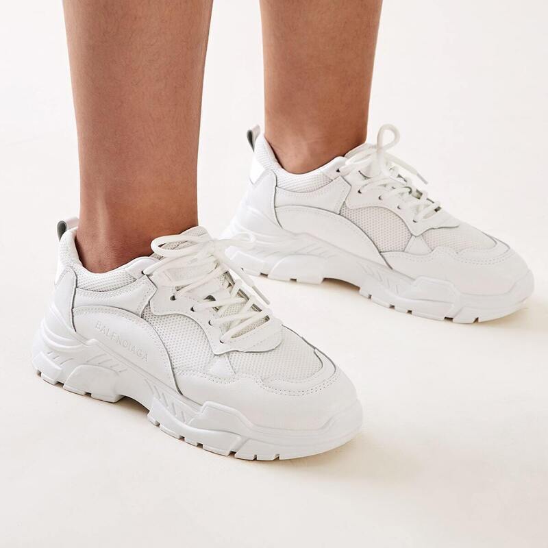 

Lace-up Front Chunky Sneakers, White