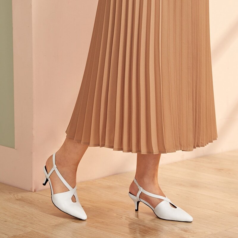 

Point Toe Cross Strap Stiletto Heels, White