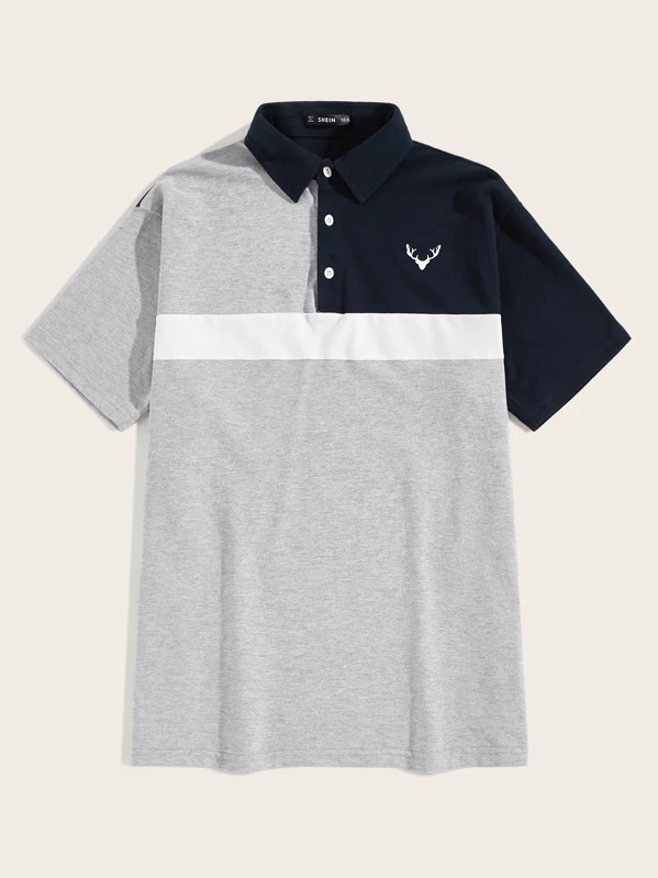 Camisa polo de hombres con costura | ROMWE Camisa polo de hombres con costura | ROMWE