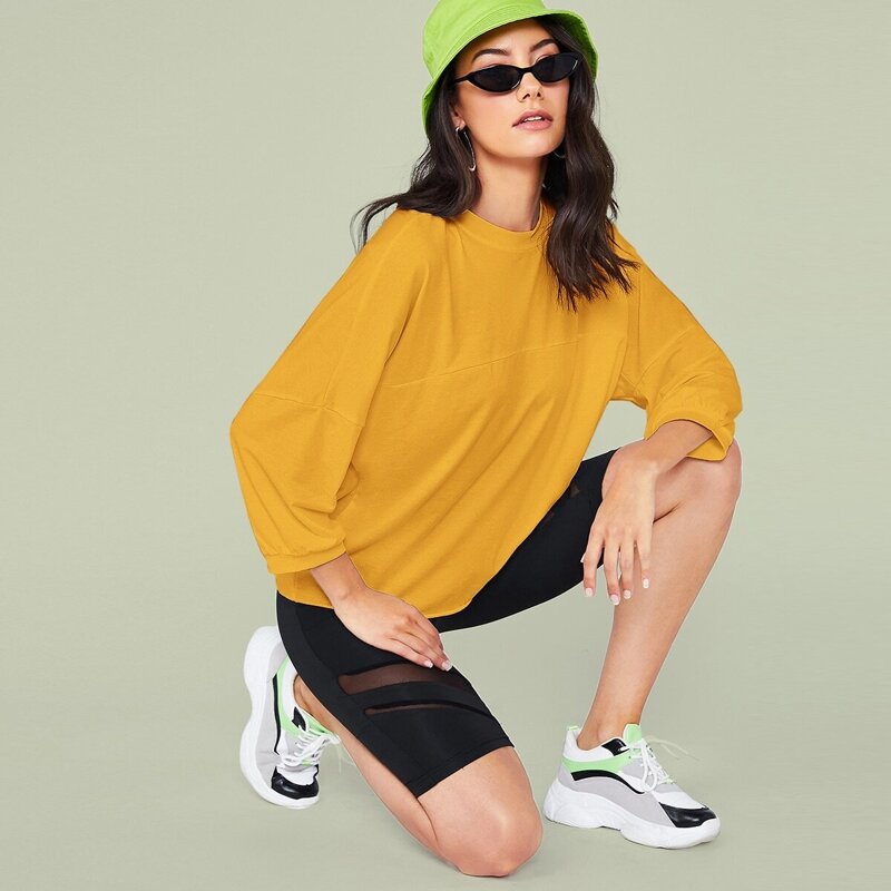 

Mock-neck Solid Top, Yellow