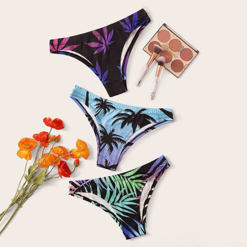 

Leaf Print Panty Set 3pack, Multicolor
