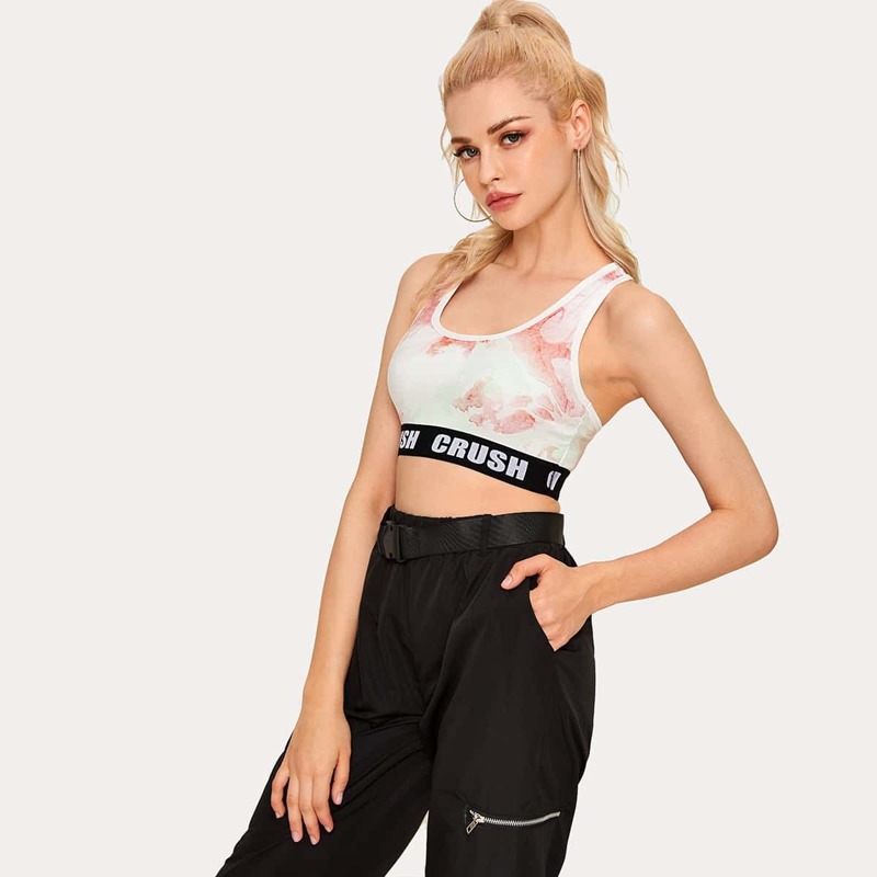 

Letter Tape Sports Bra, Multicolor