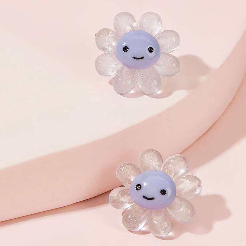 

Transparent Flower Stud Earrings 1pair, Multicolor