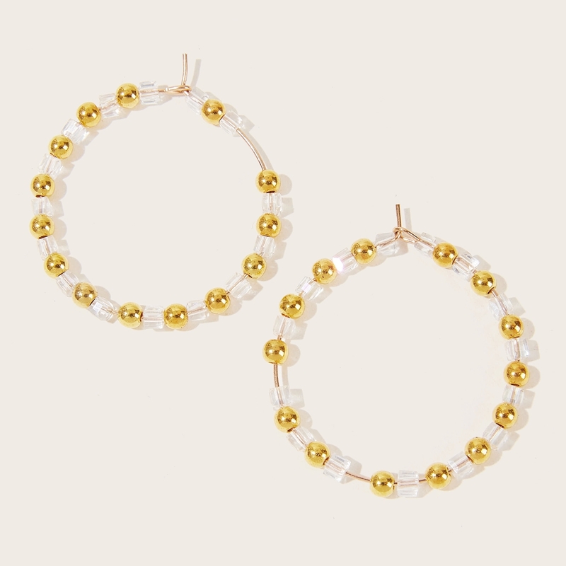 

Beaded Hoop Earrings 1pair, Multicolor