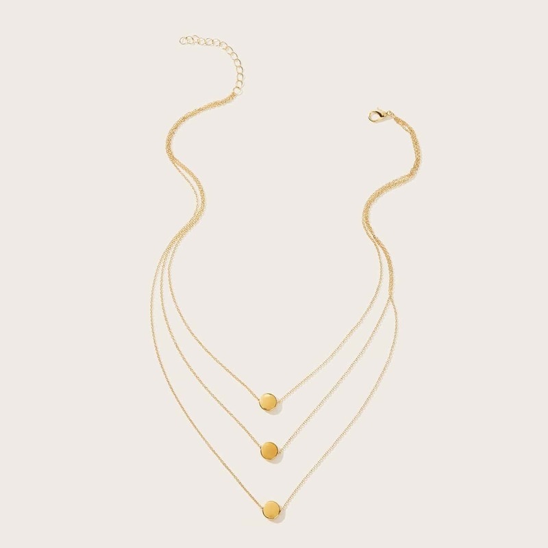 

Disc Charm Layered Necklace 1pc, Gold