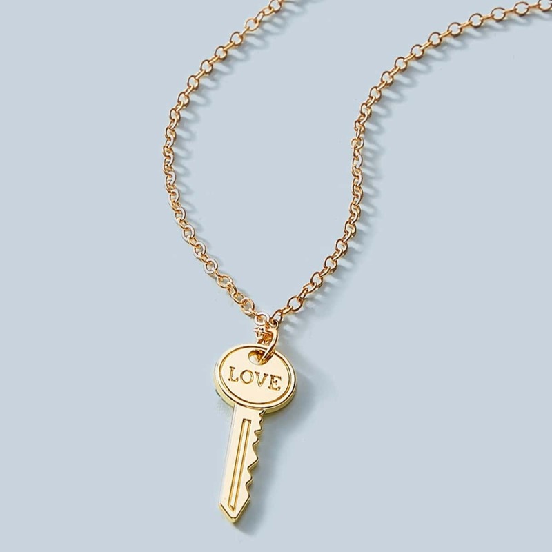 

Key Charm Necklace 1pc, Gold