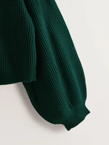 SHEIN Solid Drop Bishop Sleeve Sweater