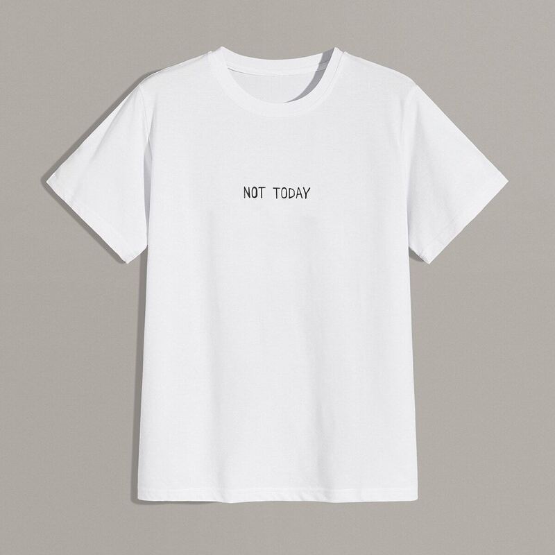 

Guys Letter Print Round Neck Tee, White
