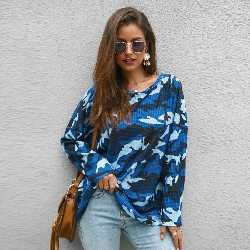 

Drop Shoulder Camo Print Tee, Multicolor