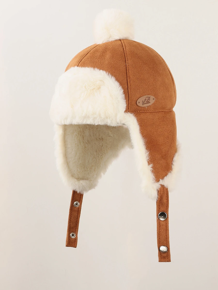 Baby Winter Pom Pom & Buckle Decor Hat - Khaki - View 1
