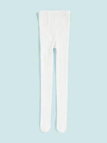 女孩素色腿襪1雙 - 白色 - 查看 2