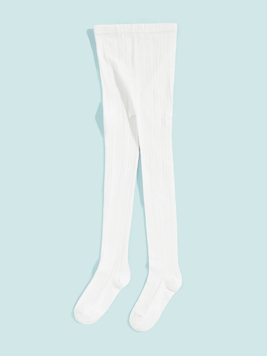 女孩素色腿襪1雙 - 白色 - 查看 1