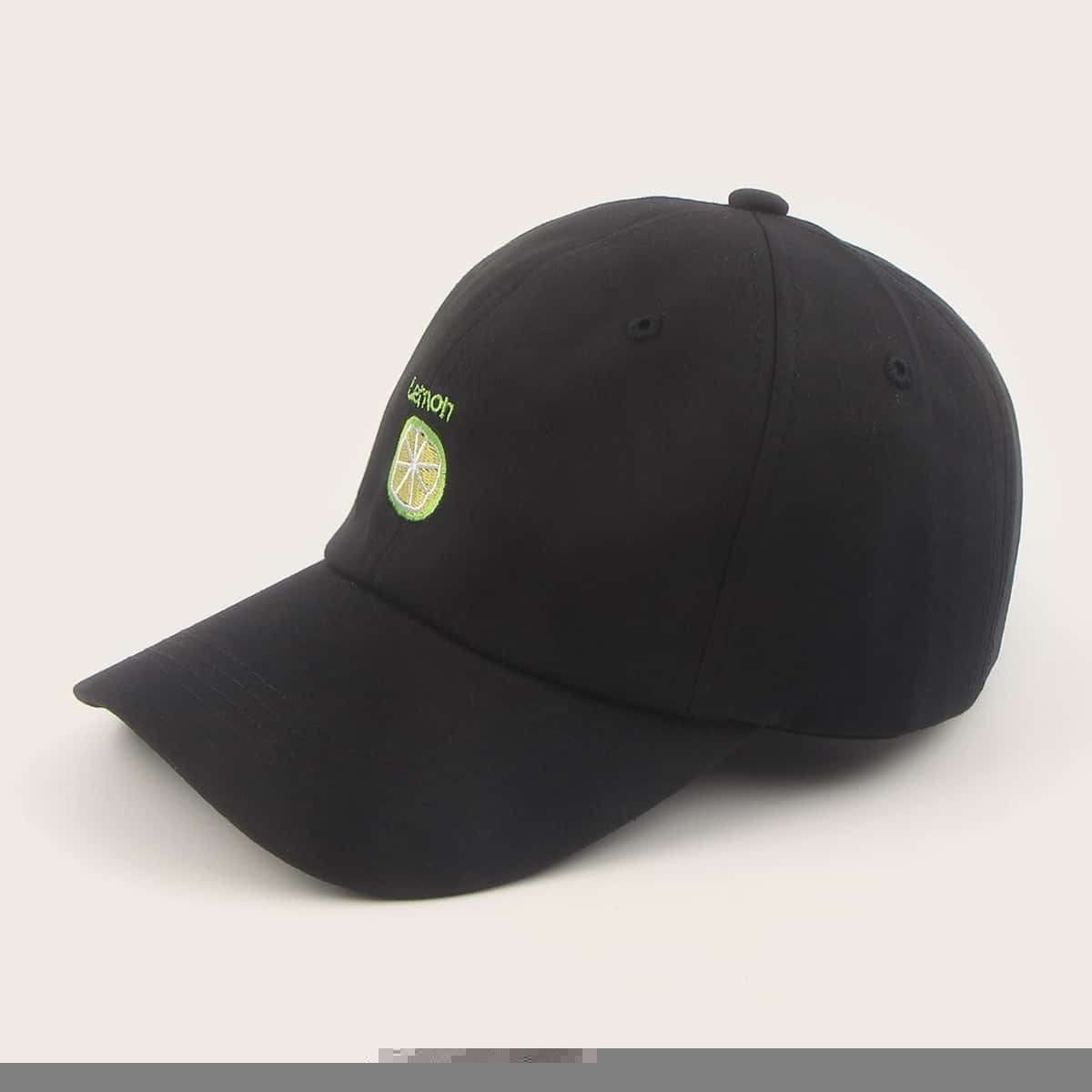 

Guys Lemon Embroidery Baseball Cap, Black