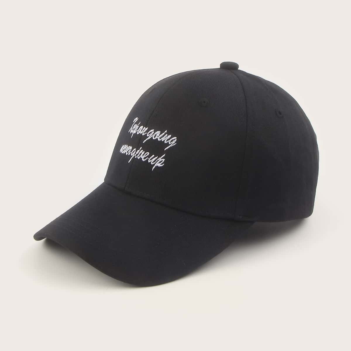 

Guys Slogan Embroidery Baseball Cap, Black