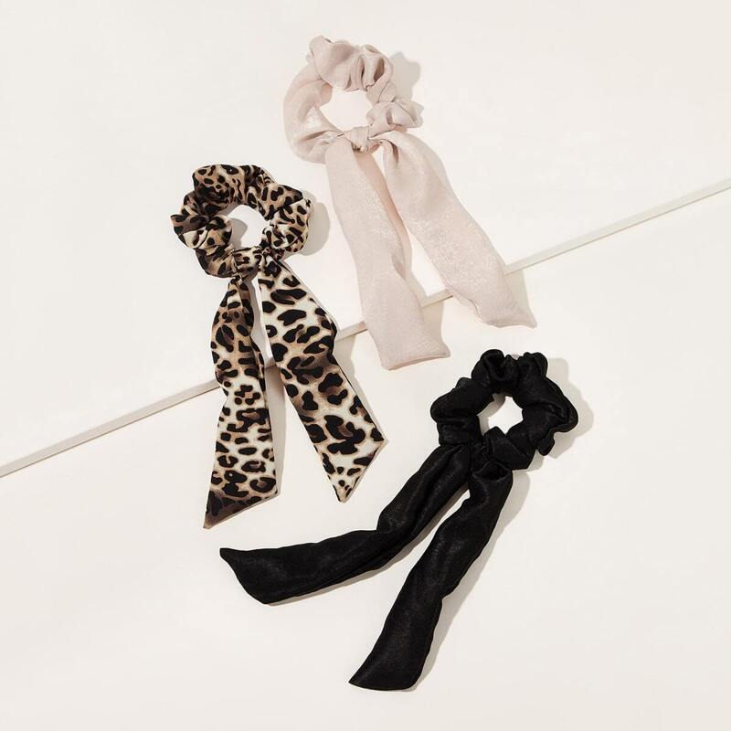

Leopard Pattern Velvet Scrunchie Scarf 3pcs, Multicolor