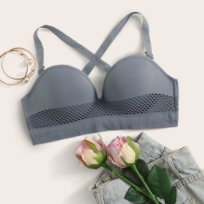 

Crisscross Back Bra, Grey