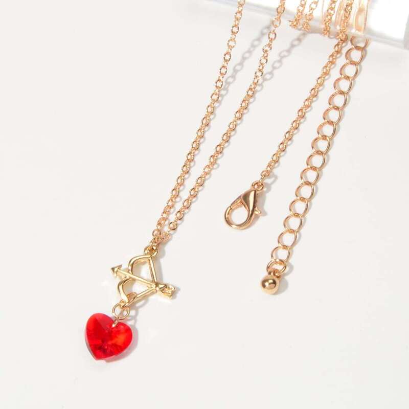 

Heart & Arrow Charm Necklace 1pc, Multicolor