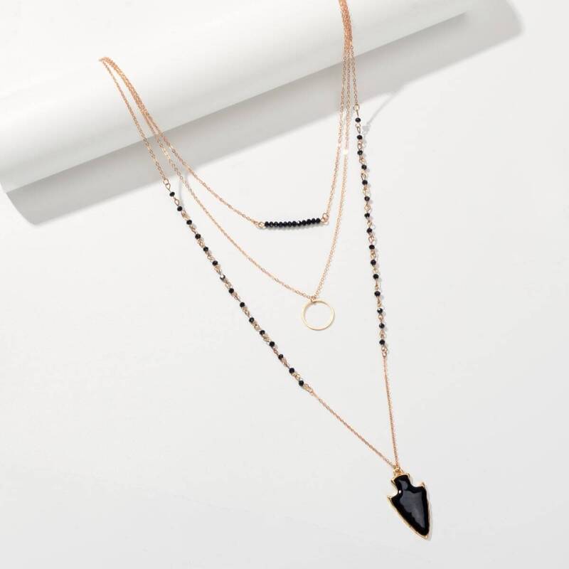 

Geometric Charm Layered Necklace 1pc, Multicolor