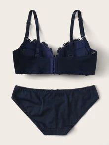 Crochet Trim Underwire Lingerie Set