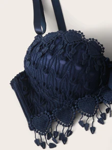 Crochet Trim Underwire Lingerie Set