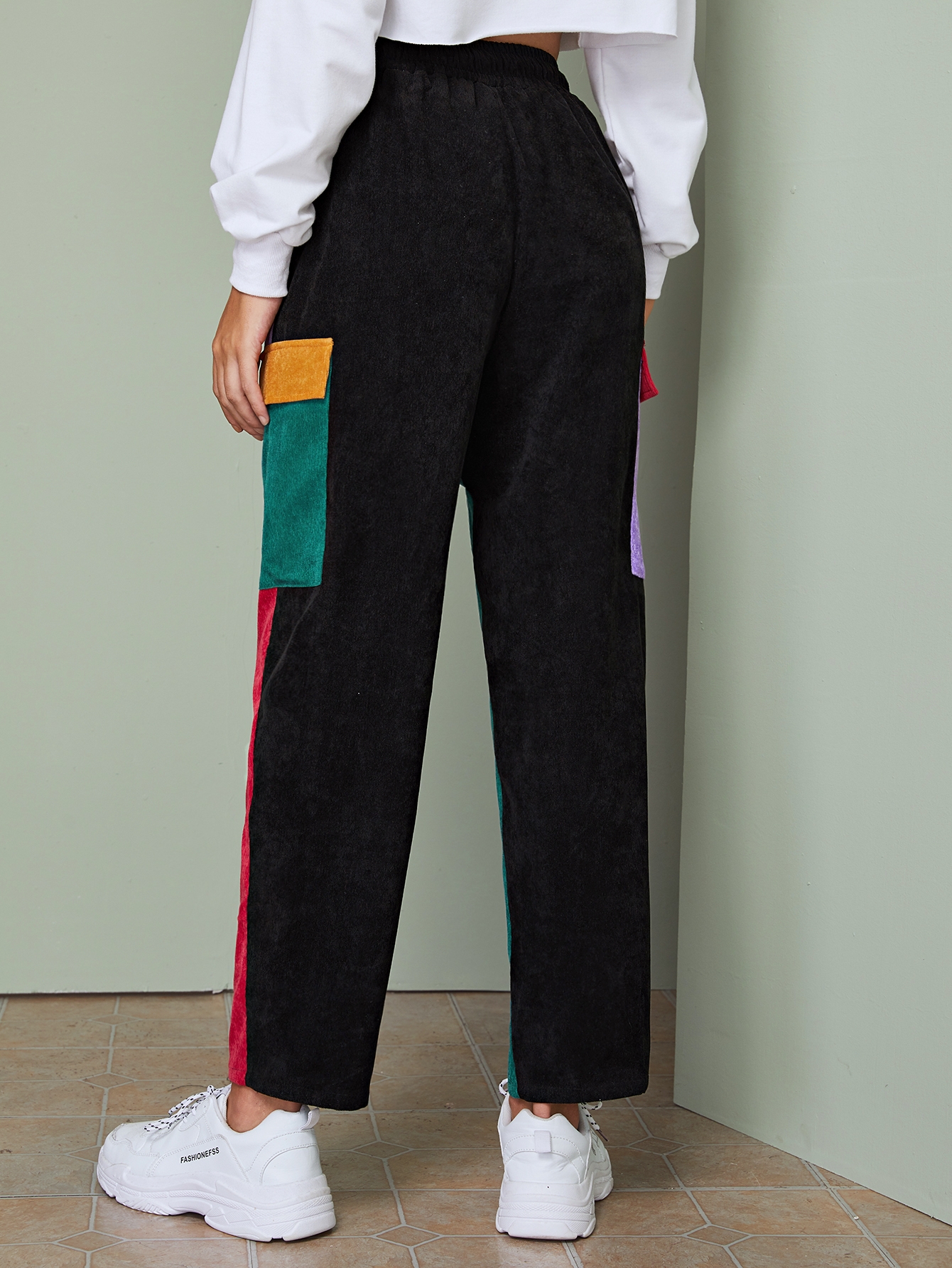 SHEIN Drawstring Waist Flap Pocket 
