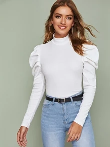 SHEIN Clasi Áo thun màu trơn trắng Tao nhã - trắng - Xem 4