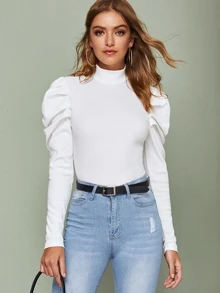 SHEIN Clasi Áo thun màu trơn trắng Tao nhã - trắng - Xem 1