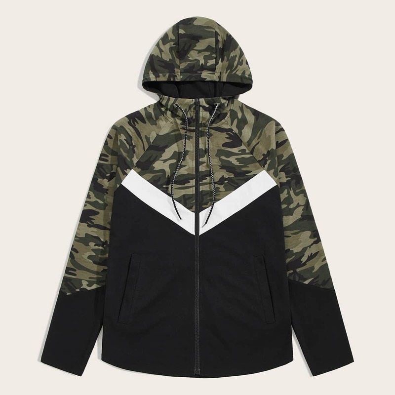 

Guys Camo Print Zip Up Sweatshirt, Multicolor