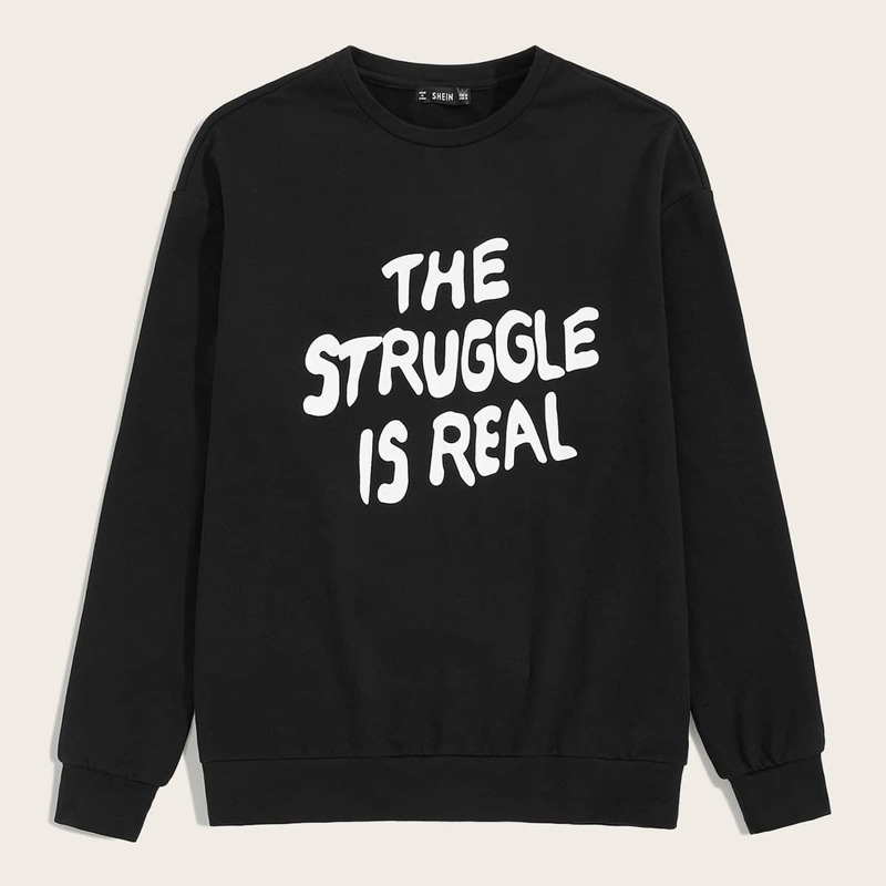 

Guys Slogan Print Sweatshirt, Black