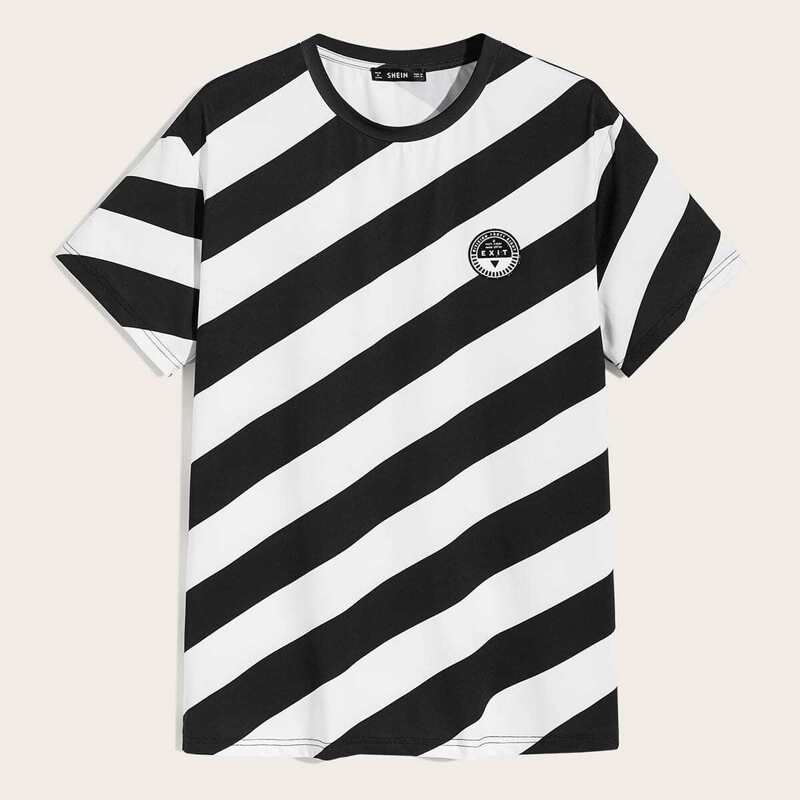

Guys Patched Detail Two Tone Top, Black and white