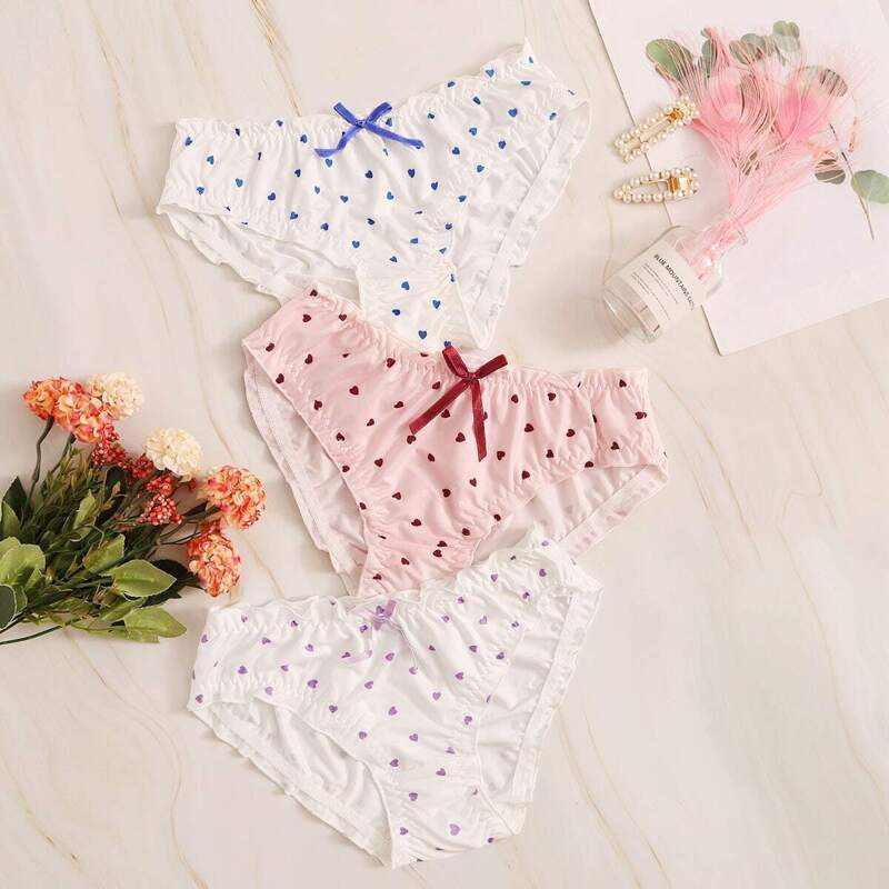 

Heart Print Panty Set 3pack, Multicolor