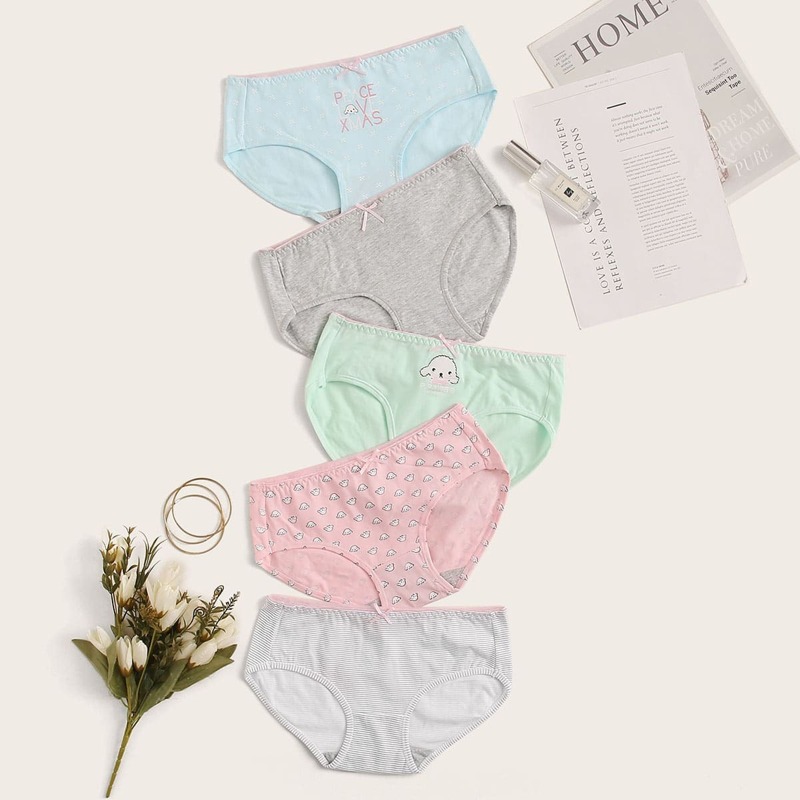 

Cartoon Print Panty Set 5pack, Multicolor