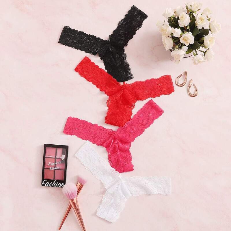 

Floral Lace Sheer Panty Set 4pack, Multicolor