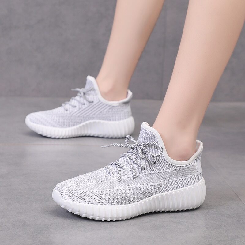

Lace-up Front Knit Trainers, Grey