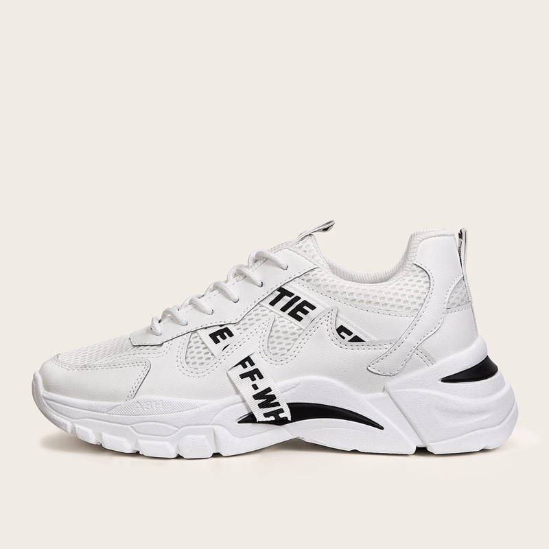 

Guys Letter Print Chunky Sole Mesh Sneakers, White