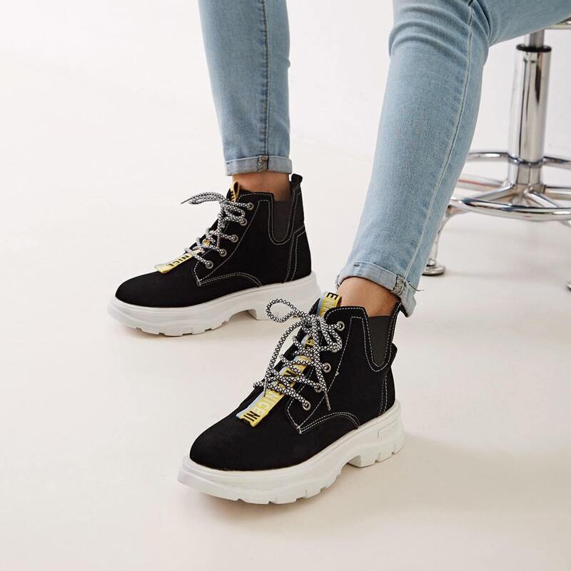 

Letter Print Strap Detail High Top Trainers, Black