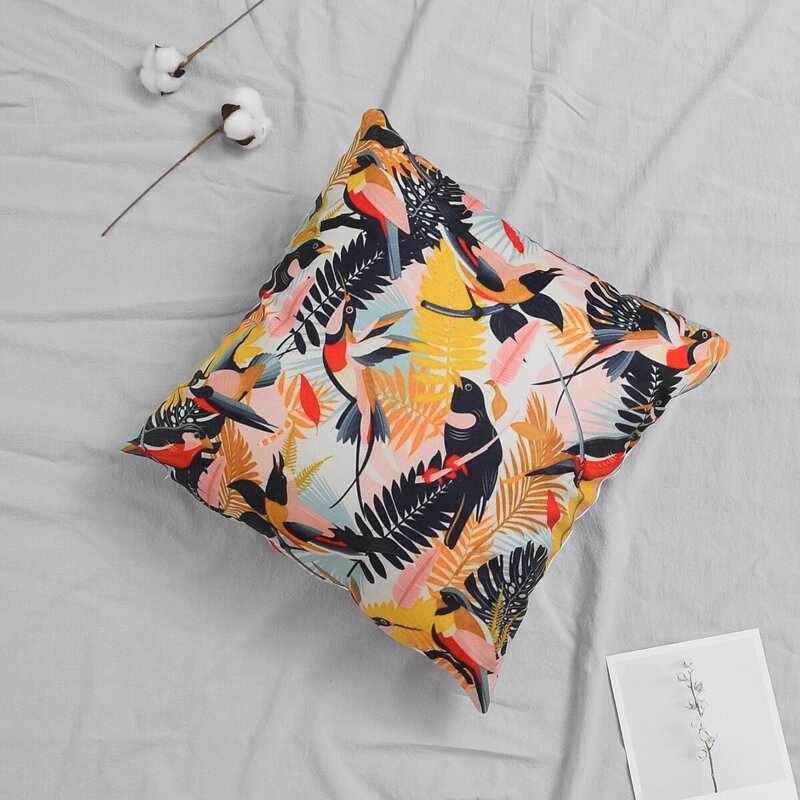 

Bird & Plant Print Cushion Cover, Multicolor