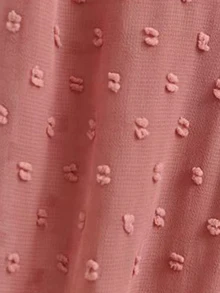 Swiss Dot Knot Side Ruffle Hem Dress - Burgundy - View 3