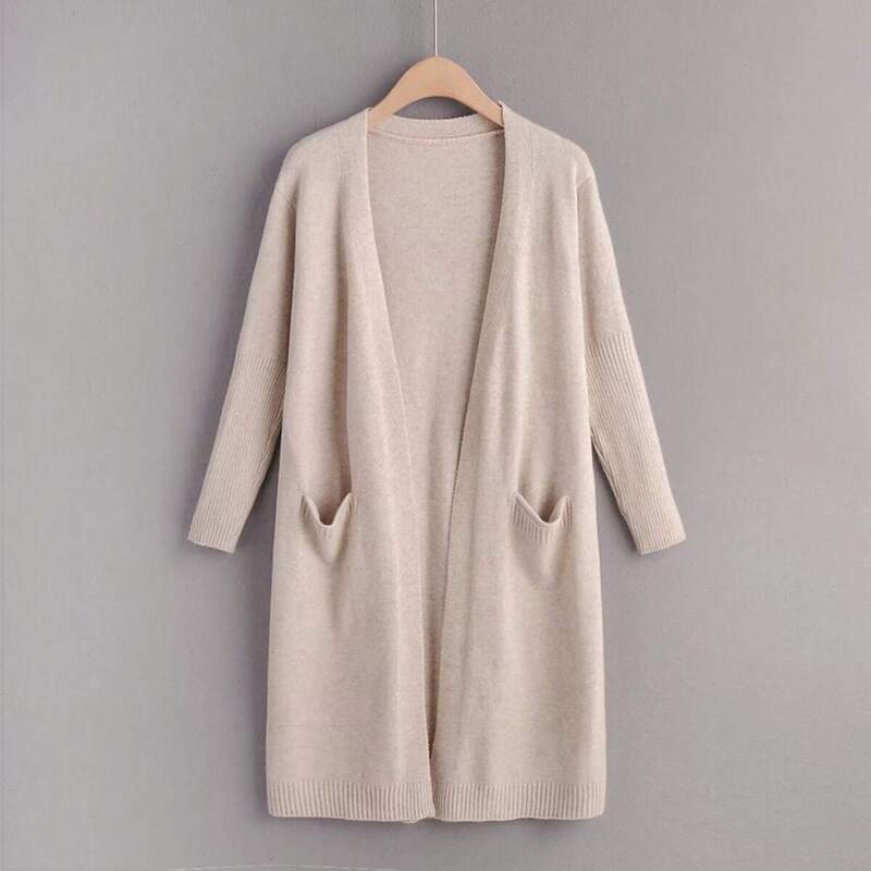 

Drop Shoulder Pocket Front Cardigan, Khaki