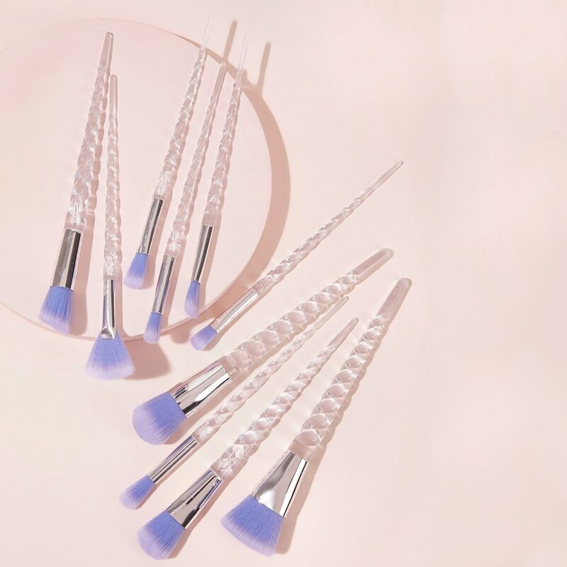 

Transparent Spiral Handle Makeup Brush Set 10pcs, Multicolor