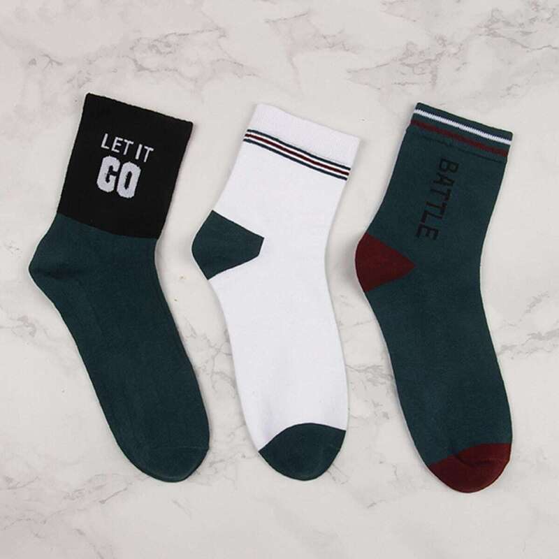 

Guys Slogan Pattern Socks 3pairs, Multicolor