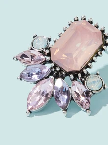 Gemstone Design Stud Earrings 1pair - Purple - View 3