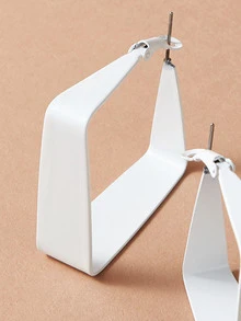 方形耳環1對 - 白色 - 查看 2