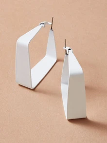 方形耳環1對 - 白色 - 查看 1