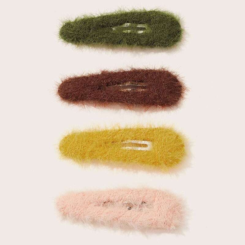 

Fluffy Hair Snap Clip 4pcs, Multicolor