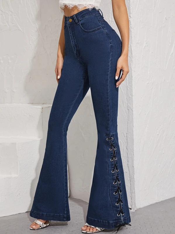 lace up leg jeans