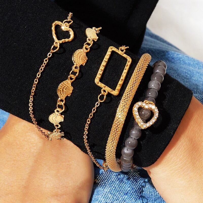 

Shell & Beaded Bracelet 5pcs, Multicolor